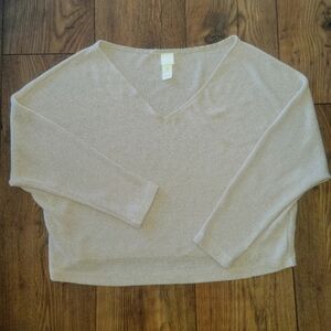 H&M V-Neck Cream Beige Oversized Sweater, Small